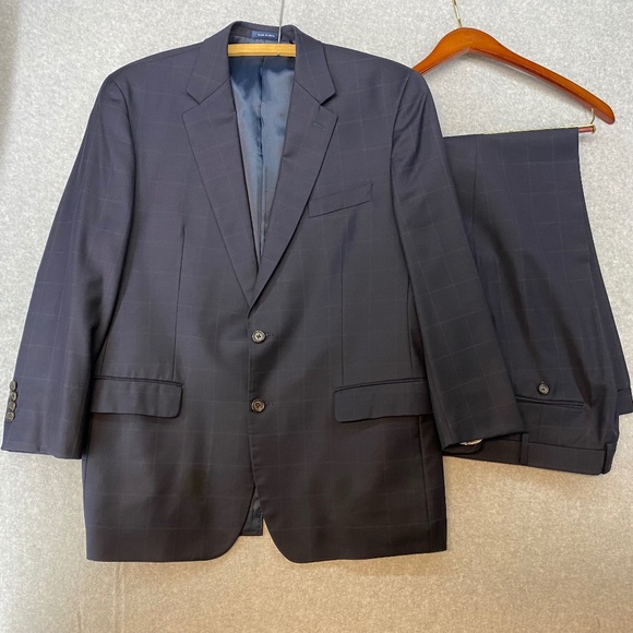 Ralph Ralph Lauren Mens Suit 2 Piece Set Size 45 Chest36 Waist Navy Windowpane